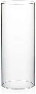 WGVI Hurricane Candle Holder Sleeve, Wide 4", Height 10", Clear Glass Cylinder Candleholder, Chimney Tube, Open Ended Candle Shade, 1 Piece by WGVInternational-OpusGlassware