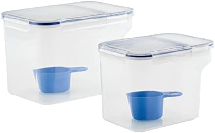 LocknLock Easy Essentials Food Storage Container and Scoop Set/Food Storage Bin Set, BPA-free/Dishwasher Safe, 4 Piece - Clear - Image 4