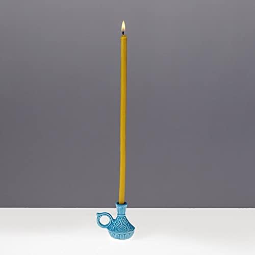 Set of 2 Ceramic Candleholders for Danilovo Slim Taper Candles, Orthodox Candleholders, for Candles up to Diameter 2/5 Inches (Light Blue) - Image 3