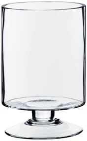 WGVI Clear Glass Pedestal Hurricane Candle Holder, 4.65"W, 7.9"H, Decorative Vase for Pillar Candles, Short Stemmed Candleholder Cylinder, Tabletop Centerpieces, Home Décor, Elegant Design, 6 Pieces - Image 3