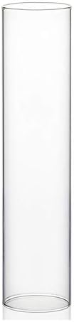 WGVI Hurricane Candle Holder Sleeve, Wide 4", Height 18", Clear Glass Cylinder Candleholder, Chimney Tube, Open Ended Candle Shade, 1 Piece by WGVInternational-OpusGlassware