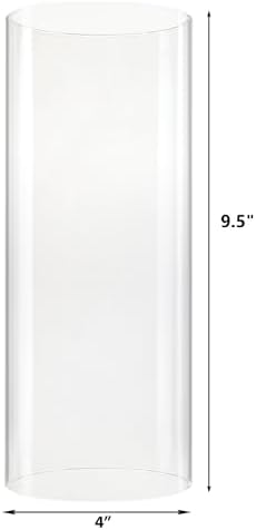 CYS EXCEL D-4" H-9.5" Glass Open Ended Hurricane Candleholder Bottomless Cylinder Sleeve Clear Chimney Shade Tube Cover, 1 Piece - Image 2