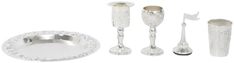 4-Piece Havdallah Set, Shabbat Havdalah Set with Candle Holder, Kiddush Cup, Spice Box, Retro Decorative Wine Set for Home Synagogue, Silver - Image 6
