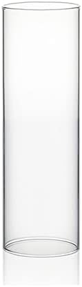 WGVI Hurricane Candle Holder Sleeve, Wide 2.5", Height 8", Clear Glass Cylinder Candleholder, Chimney Tube, Open Ended Candle Shade, 1 Piece by WGVInternational-OpusGlassware