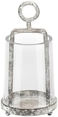 3.3" Wide Modern Farmhouse Metal Hurricane Candle Holder with Handmade Sturdy Glass Sleeve in Rustic Black for Tealight Candle & Plants, Glass Hurricane Lntern, Industrial, Minimalistic by Unknown