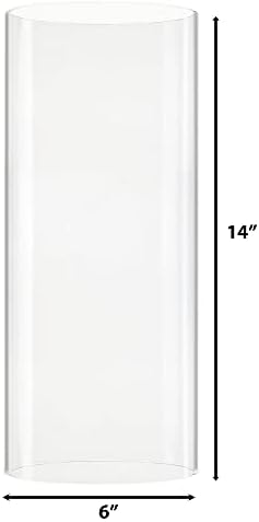 CYS EXCEL D-6" H-14 Glass Open Ended Hurricane Candleholder Bottomless Cylinder Sleeve Clear Chimney Shade Tube Cover, 1 Piece - Image 2