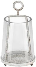 wakutwaku 4" Wide Modern Farmhouse Metal Hurricane Candle Holder with Handmade Sturdy Glass Sleeve in Vintage White for 2" Pillar Candle & Plants, Glass Hurricane Lantern, Industrial, Minimalistic by Unknown