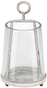 wakutwaku 4" Wide Modern Farmhouse Metal Hurricane Candle Holder with Handmade Sturdy Glass Sleeve in Vintage White for 2" Pillar Candle & Plants, Glass Hurricane Lantern, Industrial, Minimalistic by Unknown