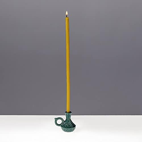 Set of 2 Ceramic Candleholders for Danilovo Slim Taper Candles, Orthodox Candleholders, for Candles up to Diameter 2/5 Inches (Green) - Image 5