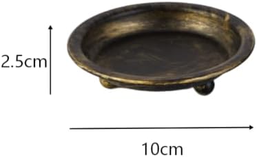 Candle Holder Set of 3 Iron Candle Holder Tray, Retro Round Plate - Image 5
