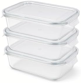Glass Food Storage Containers with Lids — 6 Piece — 3 Containers + 3 Lids, 21.98 oz Each Glass, BPA-Free Leakproof Stackable Lids, Microwave, Oven & Dishwasher Safe — Ideal for Meal Prep, - Clear Lid - Image 5