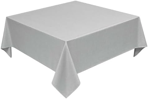 Decorelia Faux Linen Square Tablecloth for Dining Room,Waterproof Texture Decorative Farmhouse Rustic Table Cloth for Indoor Outdoor Party Holiday Banquet Picnics Patio 52 x 52 Inch (Square),Cool Grey by Decorelia