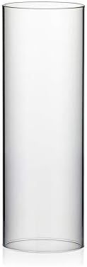 WGVI Hurricane Candle Holder Sleeve, Wide 4.7", Height 14", Clear Glass Cylinder Candleholder, Chimney Tube, Open Ended Candle Shade, 1 Piece by WGVInternational-OpusGlassware