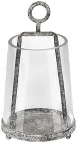 4" Wide Modern Farmhouse Metal Hurricane Candle Holder with Handmade Sturdy Glass Sleeve in Rustic Black for 2" Pillar Candle & Plants, Glass Hurricane Lantern, Industrial, Minimalistic by Unknown