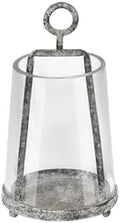 4" Wide Modern Farmhouse Metal Hurricane Candle Holder with Handmade Sturdy Glass Sleeve in Rustic Black for 2" Pillar Candle & Plants, Glass Hurricane Lantern, Industrial, Minimalistic by Unknown