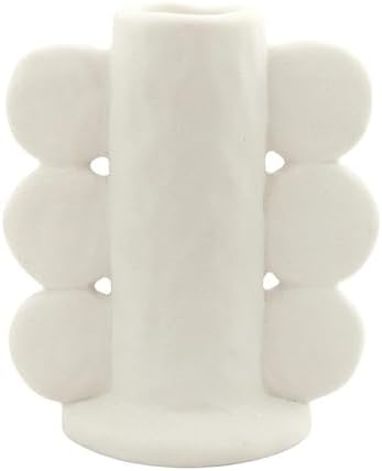 47th & Main Taper Candle Holders for Candlesticks, Ceramic Minimalist Abstract Decorative Candleholder for Dining Table Centerpiece, 3.5" L x 2.25" W x 4" Tall, White by Unknown