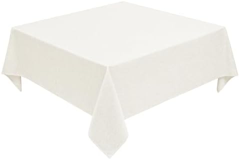 Decorelia Faux Linen Square Tablecloth for Dining Room,Waterproof Texture Decorative Farmhouse Rustic Table Cloth for Indoor Outdoor Party, Holiday, Banquet Picnics, Patio,70 x 70 Inch (Square),Ivory by Decorelia