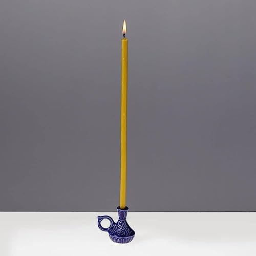 Set of 2 Ceramic Candleholders for Danilovo Slim Taper Candles, Orthodox Candleholders, for Candles up to Diameter 2/5 Inches (Blue) - Image 5