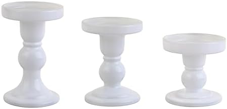 3-Piece Set of White Glass Candlestick, Crystal Candlestick Holder Holder and Conical Candle, Christmas Candle Holder Decoration, Family Living Room Wedding Candle Holder (white1set) by BTGLLAS