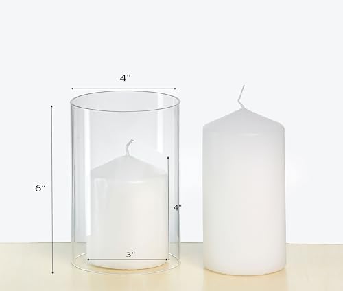 CYS EXCEL D-4" H-6" Glass Open Ended Hurricane Candleholder Bottomless Cylinder Sleeve Clear Chimney Shade Tube Cover, 1 Piece - Image 4
