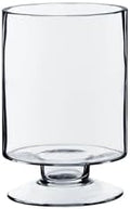 WGVI Clear Glass Pedestal Hurricane Candle Holder, 4.4" W, 5.9" H, Decorative Vase for Pillar Candles, Short Stemmed Candleholder Cylinder, Tabletop Centerpieces, Home Décor, Elegant Design, 1 Piece by WGVInternational-OpusGlassware
