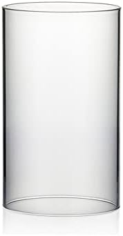 WGVI Hurricane Candle Holder Sleeve, Wide 5", Height 8", Clear Glass Cylinder Candleholder, Chimney Tube, Open Ended Candle Shade, 1 Piece by WGVInternational-OpusGlassware