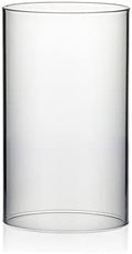 WGVI Hurricane Candle Holder Sleeve, Wide 4.7", Height 8", Clear Glass Cylinder Candleholder, Chimney Tube, Open Ended Candle Shade, 1 Piece by WGVInternational-OpusGlassware