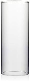 WGVI Hurricane Candle Holder Sleeve, Wide 4.7", Height 12", Clear Glass Cylinder Candleholder, Chimney Tube, Open Ended Candle Shade, 1 Piece by WGVInternational-OpusGlassware