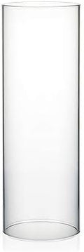 WGVI Hurricane Candle Holder Sleeve, Wide 4", Height 12", Clear Glass Cylinder Candleholder, Chimney Tube, Open Ended Candle Shade, 1 Piece by WGVInternational-OpusGlassware