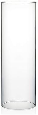 WGVI Hurricane Candle Holder Sleeve, Wide 4", Height 12", Clear Glass Cylinder Candleholder, Chimney Tube, Open Ended Candle Shade, 1 Piece by WGVInternational-OpusGlassware