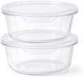 Glass Food Storage Containers with Lids — 4 Piece — 2 Containers + 2 Lids, 13.55 oz Each Glass, BPA-Free Leakproof Stackable Lids, Microwave, Oven & Dishwasher Safe — Ideal for Meal Prep, - Clear Lid by DuraLiving