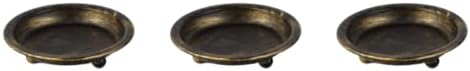 Candle Holder Set of 3 Iron Candle Holder Tray, Retro Round Plate - Image 6