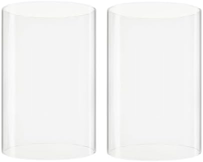 CYS EXCEL 2 PCS (H:6" D:4") Open Ended Clear Glass Hurricane Candleholder Tube Lamp Shade Open Flame Candlestick Holder Chimney Tube Cover Bottomless Cylinder by CYSEXCEL%C2%AE