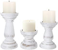 Candle Holder for Pillar Candle Set of 3, Farmhouse Wood Candle Holder, Rustic Wooden Candle Stand, Decorative Wood Candlestick Holders for Living Room, Table Centerpiece (RusticWhite) by CEDARLUX