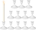 Candle Holders White Set of 12, Vintage Metal Candlestick Holders for Dinner Room Table Centerpiece, Low Metal Candles Sticks for Wedding Centerpieces Christmas Birthday Party by DECKALY
