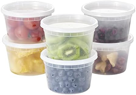 [48Set - 16oz.] Plastic Deli Food Storage Containers With Plastic Lids, Disposable togo containers for soup, Meal Prep, Slime | BPA Free | Stackable | Leakproof | Microwave | Dishwasher | Freezer Safe by FULING