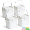 34 oz Food Storage Buckets with Lids, 4 Pack Square BPA Free Plastic Containers with Handles and Labels for Snacks, Meal Prep, Pantry and Freezer (White) by UMETASS