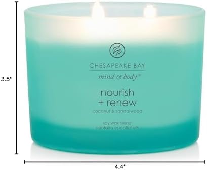 Chesapeake Bay Candle Mind & Body 3-Wick Coffee Table Jar Candle Nourish + Renew (Coconut & Sandalwood), 11oz (Pack of 4) - Image 6