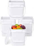 1 Gallon Food Storage Buckets with Lids, 4 Pack Square BPA Free Plastic Containers with Handles and Labels for Rice, Flour, Snacks and Kitchen Storage (White) by UMETASS