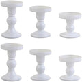 6-Piece Set of White Glass Candlestick, Crystal Candlestick Holder Holder and Conical Candle, Christmas Candle Holder Decoration, Family Living Room Wedding Candle Holder (white2sets) by BTGLLAS
