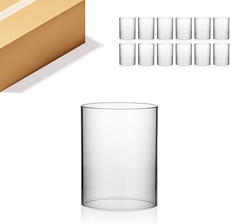 WGVI Hurricane Candle Holder Sleeve, Wide 4.7", Height 6", Clear Glass Cylinder Candleholder, Chimney Tube, Open Ended Candle Shade, 12 Pieces Bulk by WGVInternational-OpusGlassware
