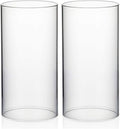 WGVI Hurricane Candle Holder Sleeve, Wide 4", Height 8", Clear Glass Cylinder Candleholder, Chimney Tube, Open Ended Candle Shade, 1 Piece (Pack of 2) by WGVInternational-OpusGlassware