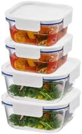 LocknLock LNG214S4W The Clear Heat-Resistant Borosilicate Glass Food Storage Set, 8-Piece (4 Containers + 4 Lids) - White by LocknLock