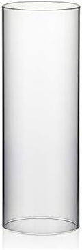WGVI Hurricane Candle Holder Sleeve, Wide 3.5", Height 10", Clear Glass Cylinder Candleholder, Chimney Tube, Open Ended Candle Shade, 1 Piece by WGVInternational-OpusGlassware