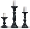 Mela Artisans Tuli Mango Wood Candle Holders - Matte Black, Set of 3 by MelaArtisans