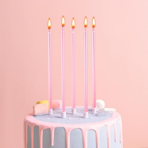 PHD CAKE 36-Count Pink Long Thin Metallic Birthday Candles, Cake Candles, Birthday Parties, Wedding Decorations, Party Candles, Cake Decorations - Image 3