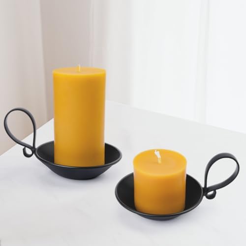 Matte Black Iron Pillar Candle Holder, Handle & Safety Spike - Image 5