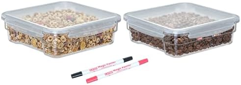 2 Pack 2 QT Commercial Airtight Food Storage Containers, Clear Polycarbonate Kitchen Ingredient Storage Containers, Stackable Food Prep Containers for Spices, Seasonings, Nuts, Shallow Model by GATBO