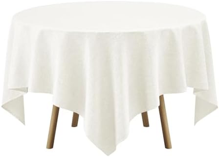 Decorelia Faux Linen Square Tablecloth for Dining Room,Waterproof Texture Decorative Farmhouse Rustic Table Cloth for Indoor Outdoor Party, Holiday, Banquet Picnics, Patio,70 x 70 Inch (Square),Ivory - Image 3