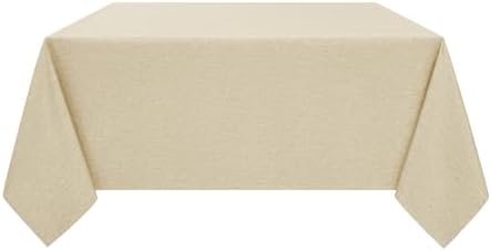 Decorelia Faux Linen Square Tablecloth for Dining Room,Waterproof Texture Decorative Farmhouse Rustic Table Cloth for Indoor Outdoor Party, Holiday, Banquet Picnics, Patio,52 x 52 Inch (Square),Beige - Image 6
